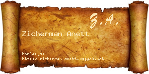 Zicherman Anett névjegykártya